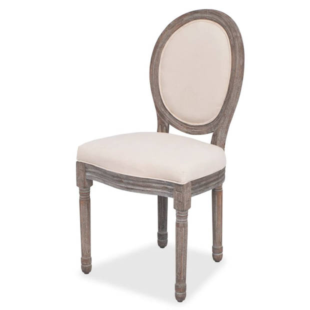 The Living Store Linnen Eetkamerstoelen - Set van 6 - Crème - 50 x 56 x 95.5 cm