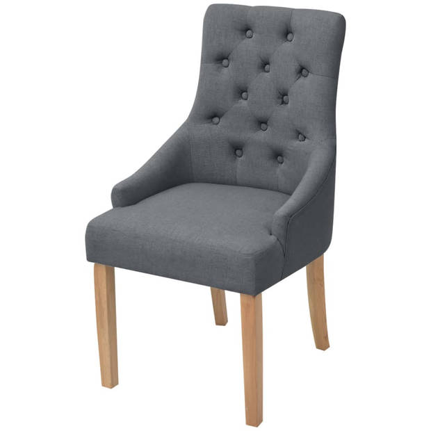 vidaXL Eetkamerstoelen 2 st stof donkergrijs