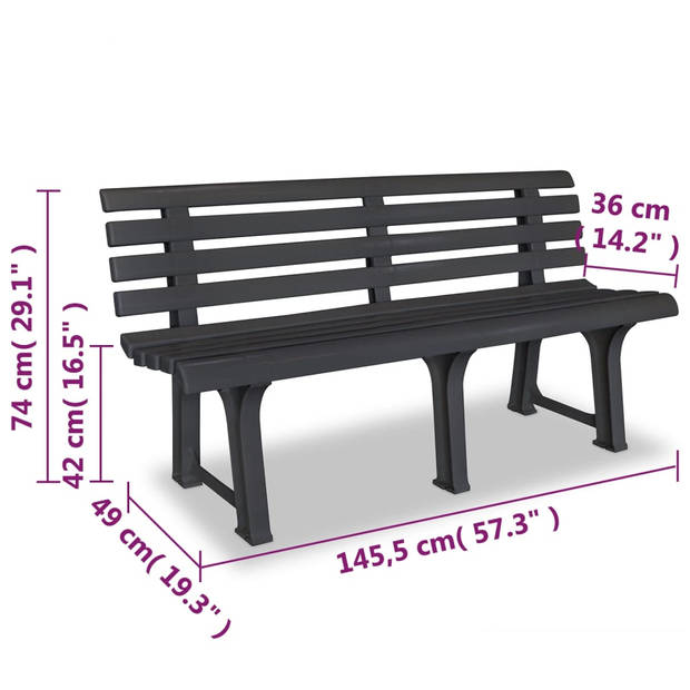 vidaXL Tuinbank 145,5 cm kunststof antraciet