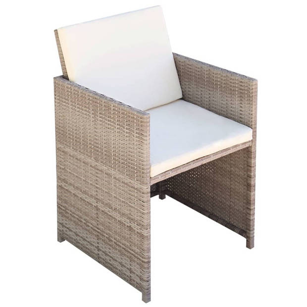 vidaXL 9-delige Tuinset met kussens poly rattan beige