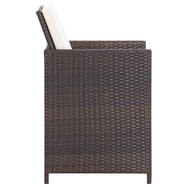 vidaXL 9-delige Tuinset met kussens poly rattan bruin