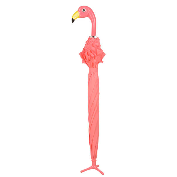 Esschert Design paraplu Flamingo met ruches 98 cm zijde roze