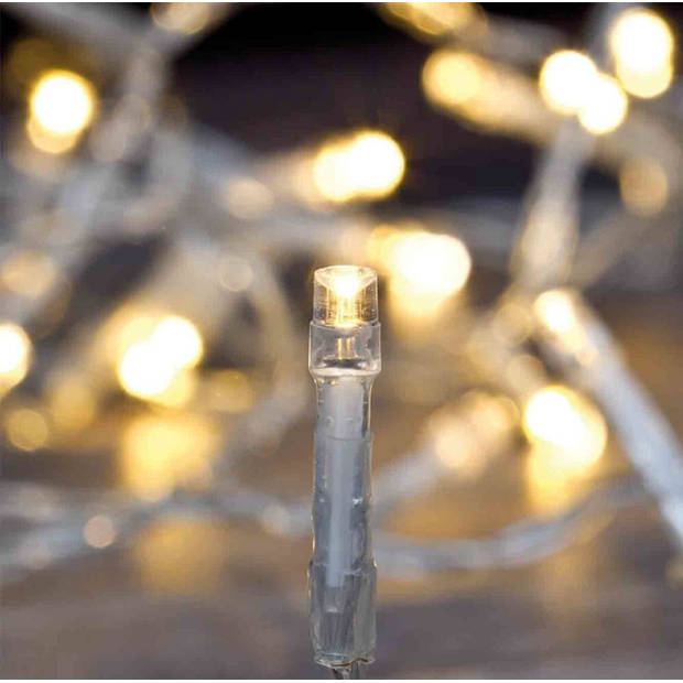 Kerstverlichting LED lichtsnoer transparant 240 warm witte lampjes - voo binnen en buiten