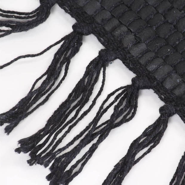 vidaXL Vloerkleed Chindi handgeweven 160x230 cm leer zwart