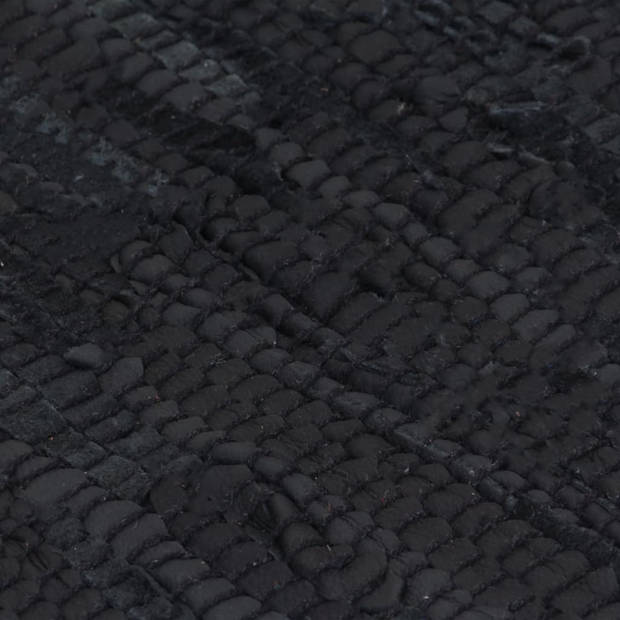 vidaXL Vloerkleed Chindi handgeweven 120x170 cm leer zwart