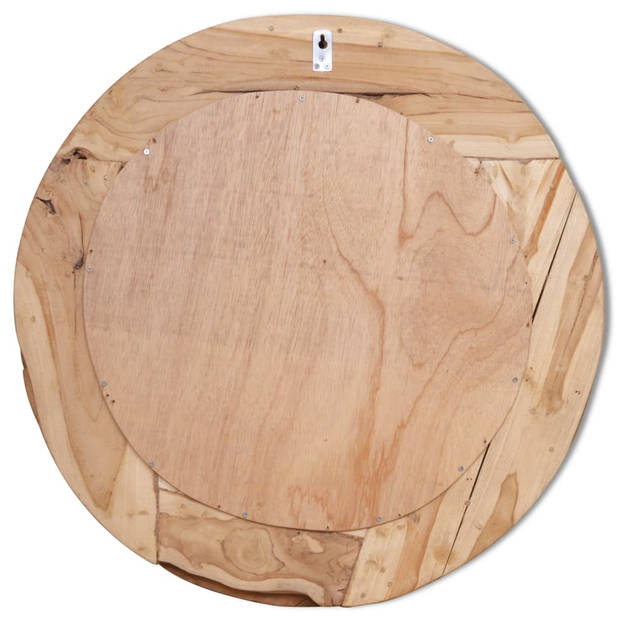 vidaXL Decoratieve spiegel rond 80 cm teakhout