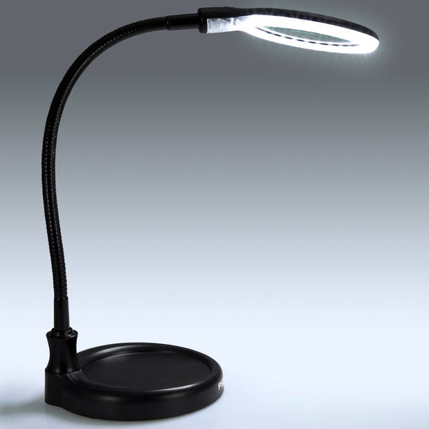 LED tafel loeplamp, vergroting 1,75x Fysic Zwart