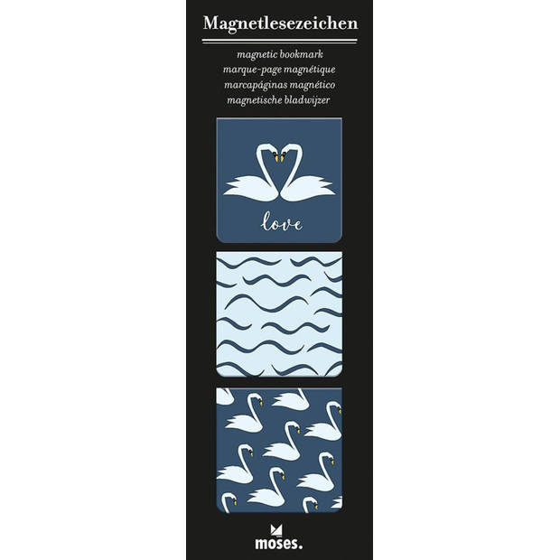 Moses magnetische boekenleggers zwaan 8 x 4 cm 3 stuks