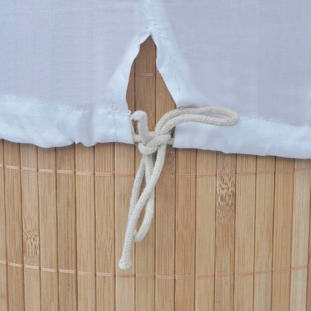 The Living Store Bamboe Wasmand - Naturel - Rond - 35 x 60 cm - Met verwijderbare binnenzak