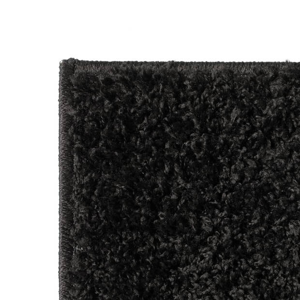 vidaXL Vloerkleed shaggy hoogpolig 120x170 cm zwart