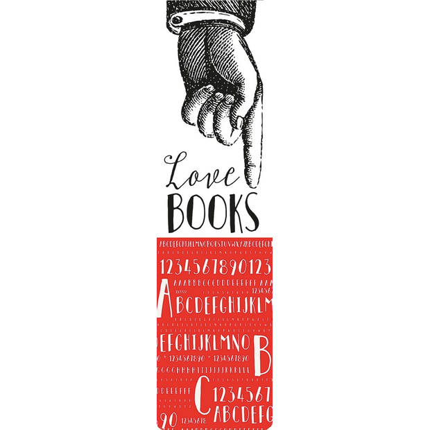 Moses boekenlegger met elastiek Love Books 17,5 x 4,7 cm wit/rood