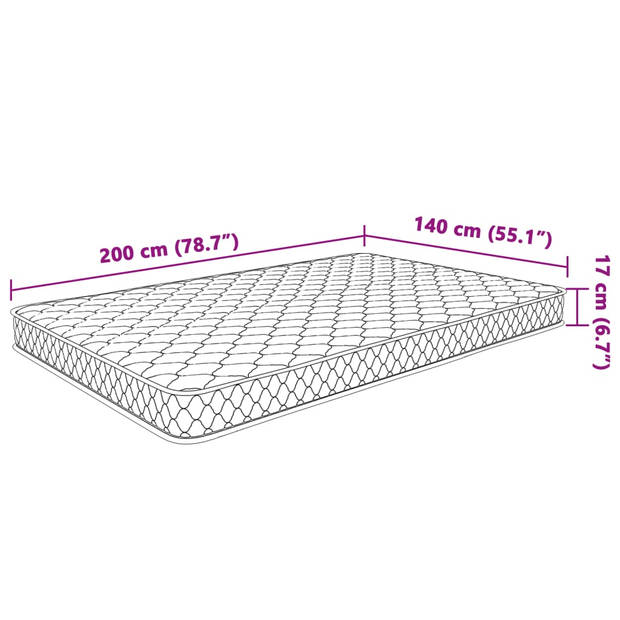 vidaXL Matras traagschuim 200x140x17 cm