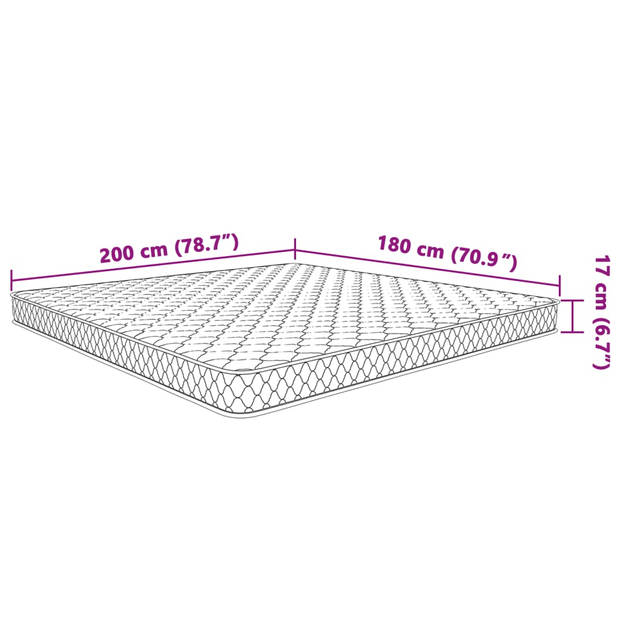 vidaXL Matras 200x180x17 cm traagschuim