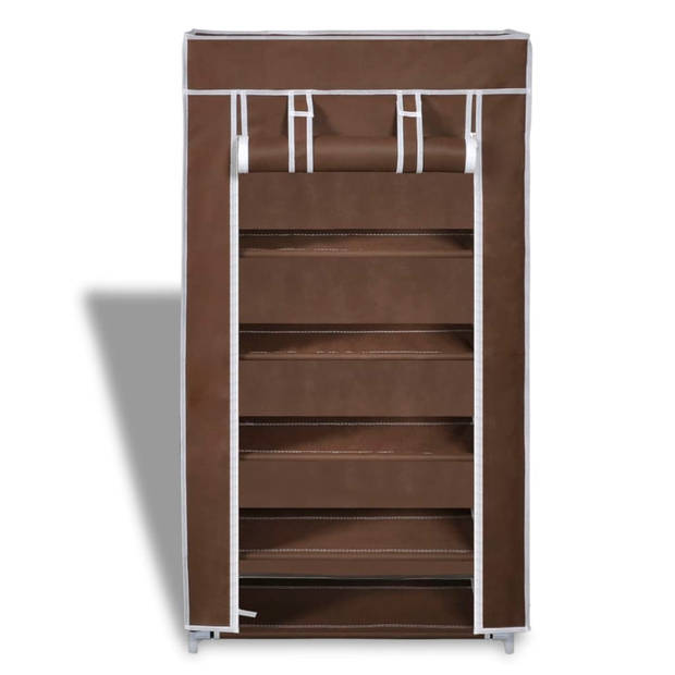 The Living Store Schoenenkast Dubbel 5-Laags - 58 x 28 x 106 cm - Bruin