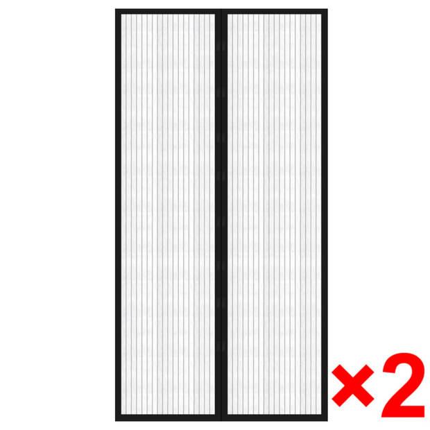 The Living Store Insectengordijn - Zwart - 100x210 cm - Waterdicht polyester - 8 magneetblokken - 12