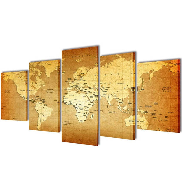 Canvasdoeken wereldkaart 100 x 50 cm