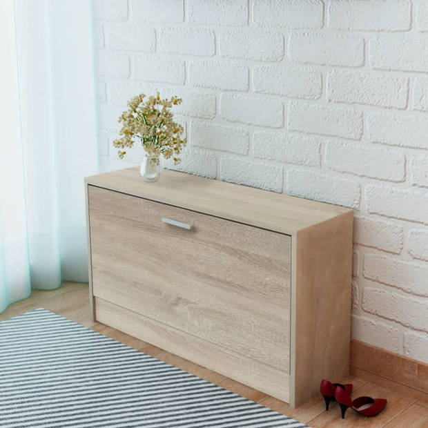 The Living Store Schoenenkast Eiken - 80 x 24 x 45 cm - Opbergruimte voor 5-6 paar schoenen