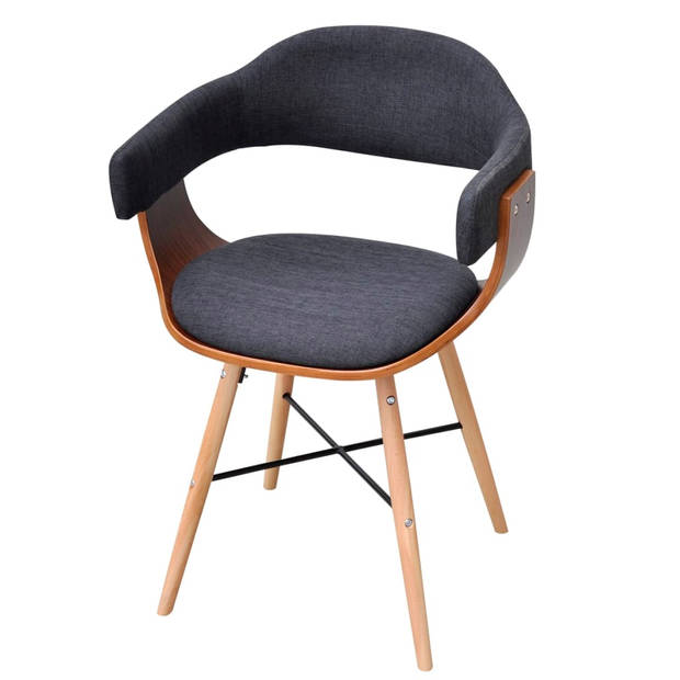 The Living Store Eetkamerstoelen Walnoothout - 6 st - 53 x 45 x 76 cm - Donkergrijs