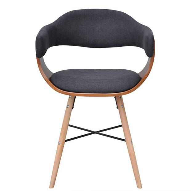 The Living Store Eetkamerstoelen Walnoot Beuken - 53x45x76 cm - Donkergrijs