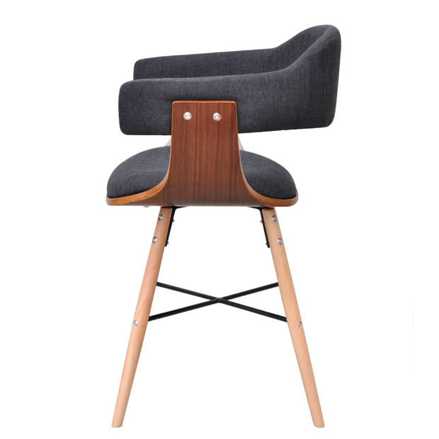 The Living Store Eetkamerstoelen Walnoot Beuken - 53x45x76 cm - Donkergrijs