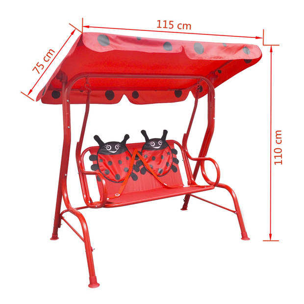 The Living Store Schommelstoel Kids - Tuinmeubel - 115 x 75 x 110 cm - Rood