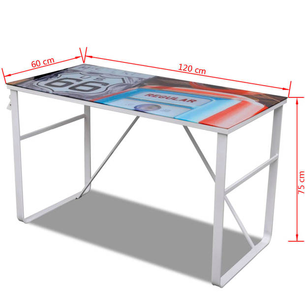 The Living Store Bureau - Gehard glas - 120 x 60 x 75 cm - Unieke opdruk