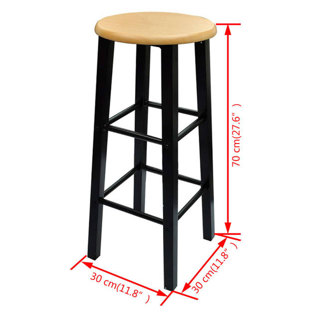 vidaXL Eetset hout met zwart staal tan