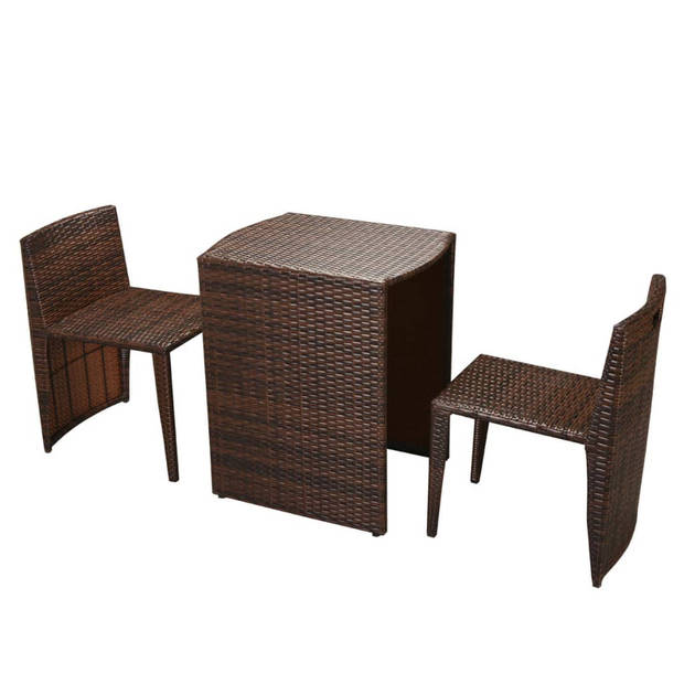 The Living Store Tuinmeubelset - Bruin PE Rattan - Stalen Frame - 60x48x70 cm - Inclusief 2 stoelen en 2 kussens