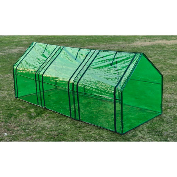 The Living Store Tuinkas 240x90x90 cm - Groen - PVC - Gepoedercoat stalen frame