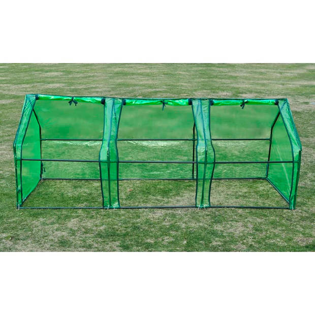 The Living Store Tuinkas 240x90x90 cm - Groen - PVC - Gepoedercoat stalen frame