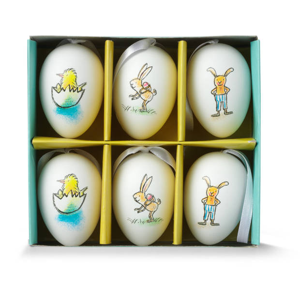 Eieren, Beschilderd, 4x6cm, 6pcs