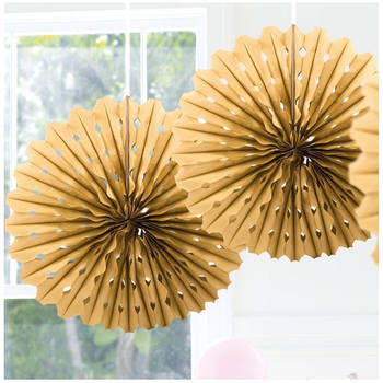 Honeycomb waaiers goud 45 cm - Hangdecoratie