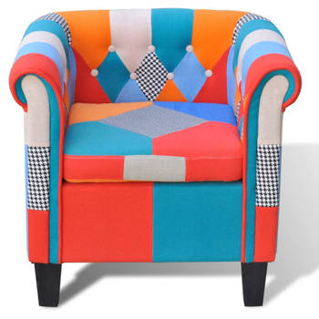 The Living Store Patchwork Fauteuil - Polyester - 68.5x60.5x65cm - Multiplex Frame