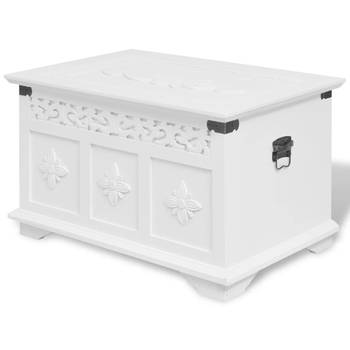 The Living Store Opbergkisten Set - Wit - MDF en grenenhout - 54 x 33 x 30 cm - 40 x 24 x 24 cm - Handgrepen