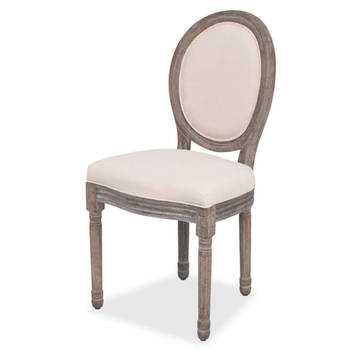 The Living Store Linnen Eetkamerstoelen - Set van 6 - Crème - 50 x 56 x 95.5 cm