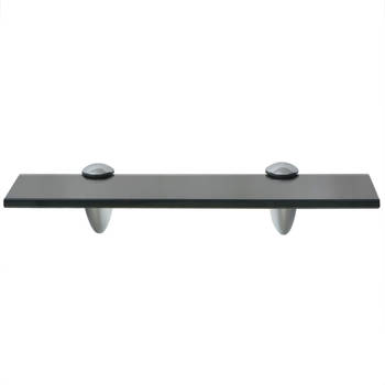 The Living Store Zwevende plank - Glazen wandschap 30 x 20 cm - Zwart