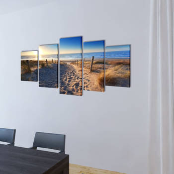 The Living Store 5-Panelen Canvas Muurdruk Set - 200 x 100 cm - Houtkader + Waterdicht doek