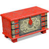 The Living Store Indische Opslagkist - 80x40x45cm - Handgemaakt - Mangohout - Rood