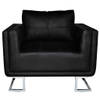 The Living Store Leren fauteuil - Zwart - 85.5 x 63 x 74 cm - Duurzaam solide houten - multiplex frame