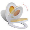 vidaXL Toiletbril voor volwassenen/kinderen soft-close wit en geel
