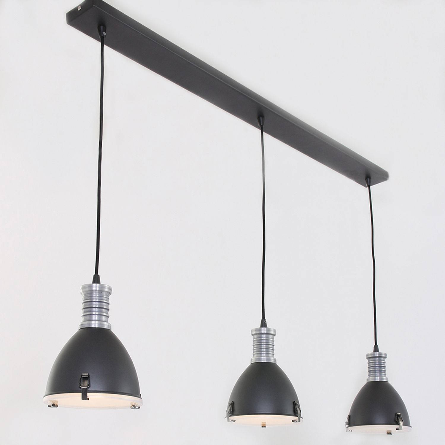 Lightning - industriele hanglamp 3-l antique - zwart