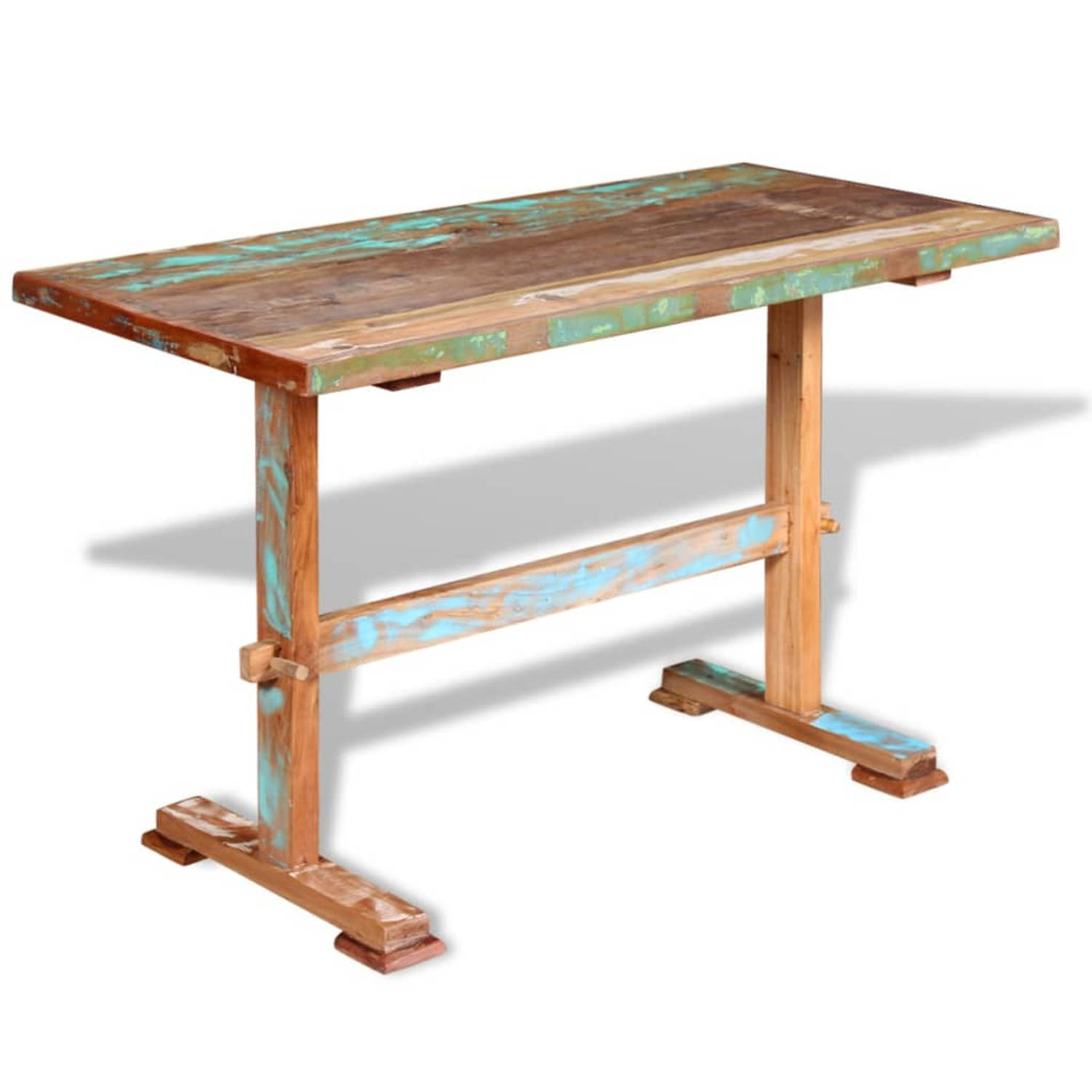The Living Store Eettafel Vintage Massief gerecycled hout 120x58x78 cm Bruin