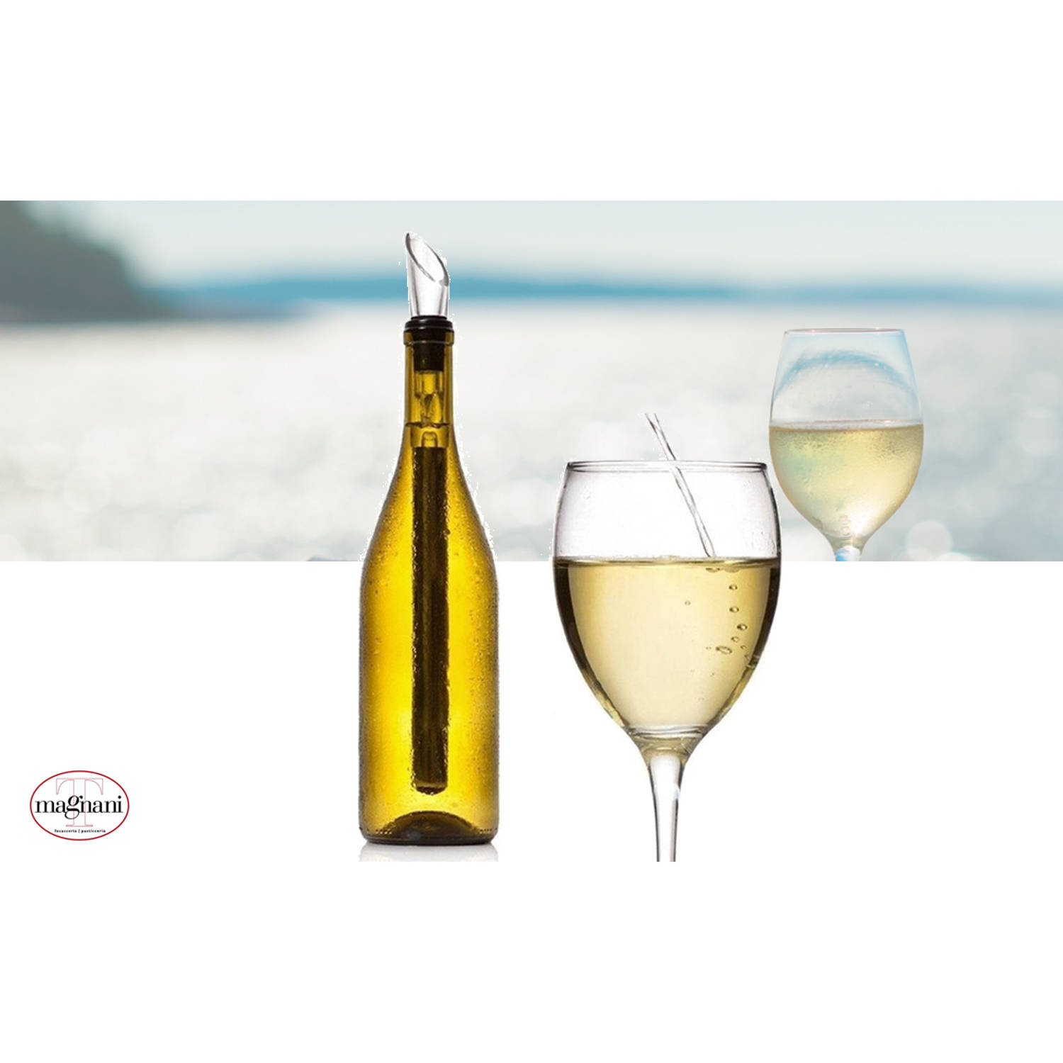 Mening Nuchter Prestige Magnani wijnkoeler sticks - 2 koelers & 1 schenktuit - Direct je wijn, rosé  of champagne ijskoud serveren | Blokker