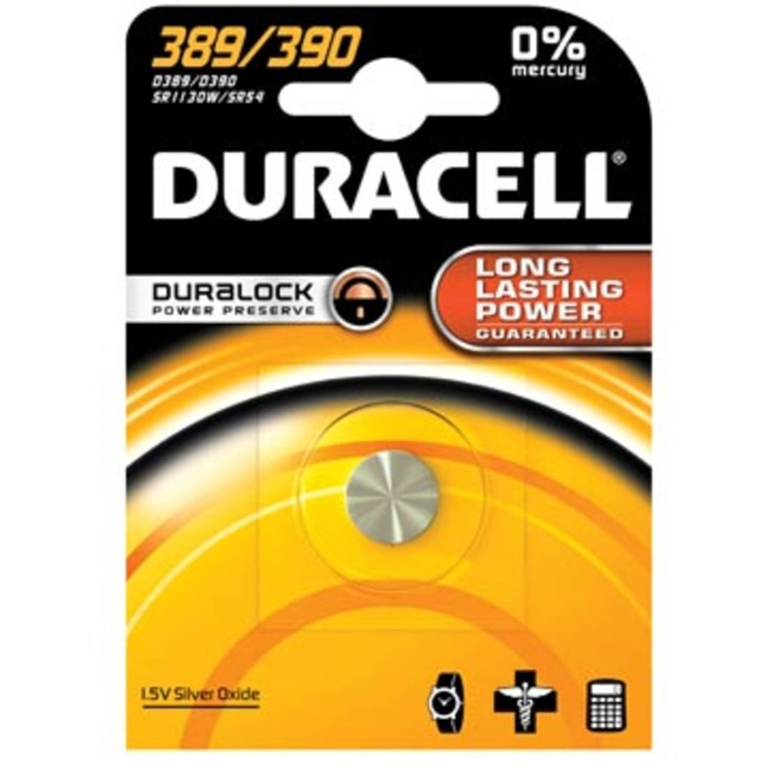 Batterij Duracell knoopcel 389 390 zilver oxide