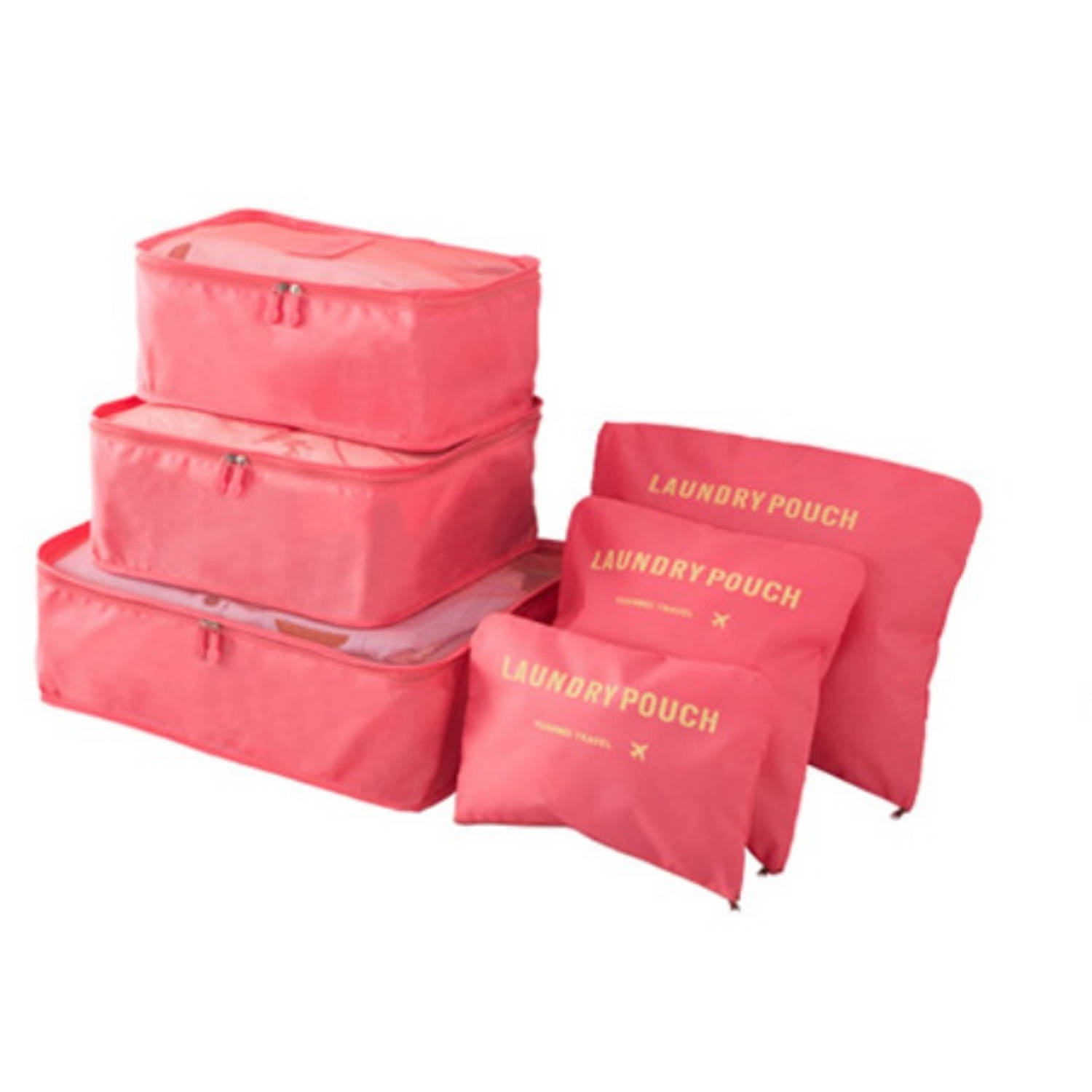 Packing Cubes - 6 stuks - Koffer Organiser - Watermeloen - Je koffer georganiseerd ingepakt