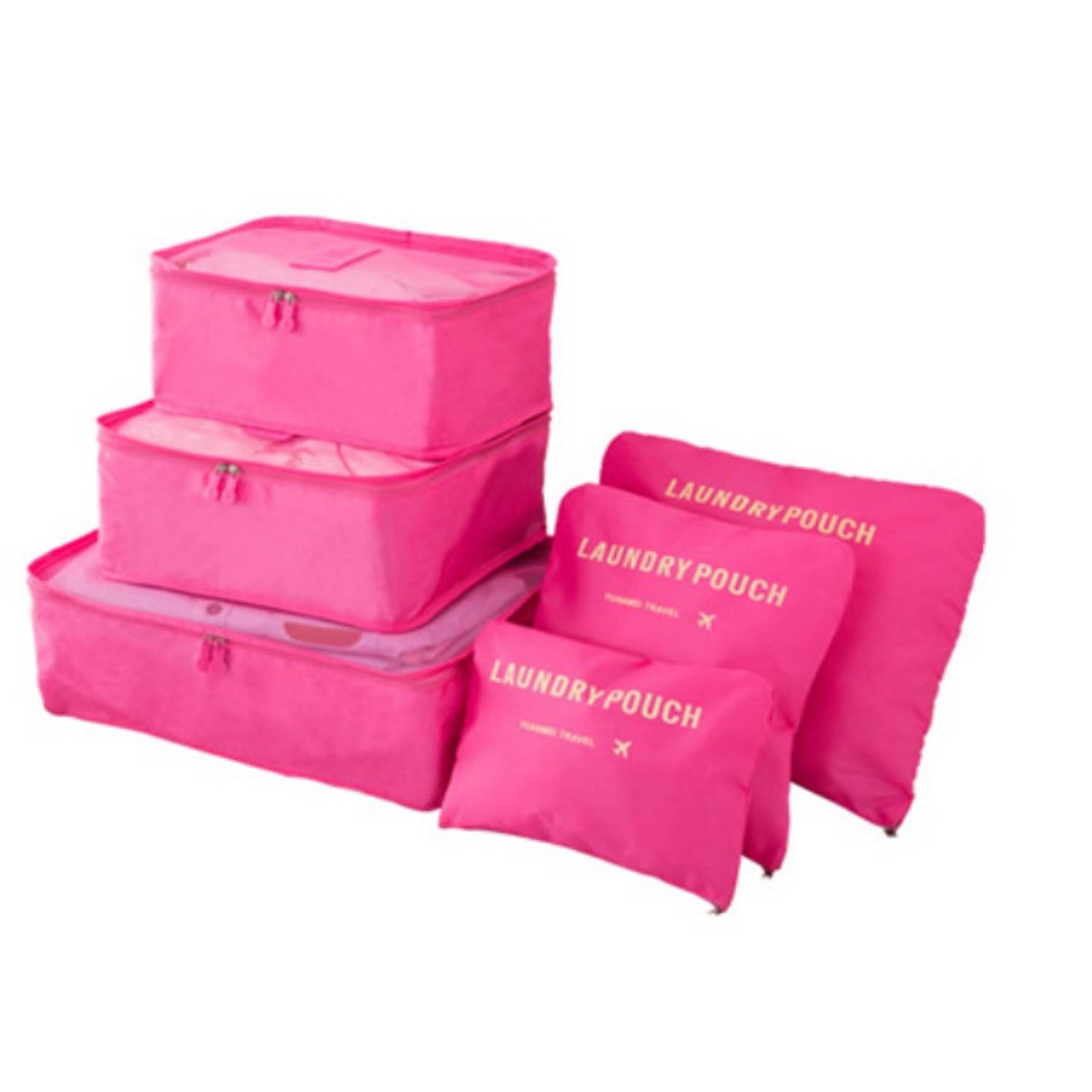 Packing Cubes - 6 stuks - Koffer Organiser - Fuchsia - Je koffer georganiseerd ingepakt