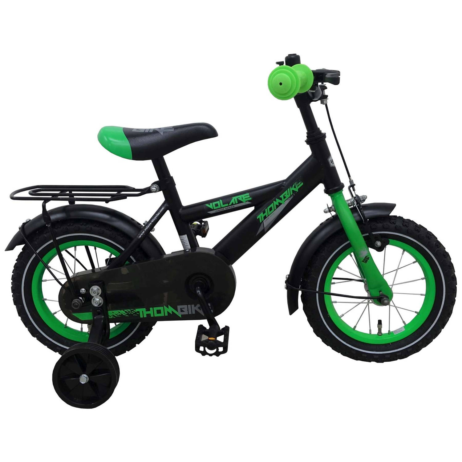 Dij op vakantie regel Volare Thombike kinderfiets - 12 inch wielen - zwart/groen | Blokker