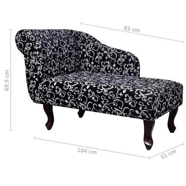 vidaXL Chaise longue stof zwart en wit