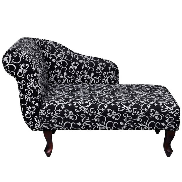 vidaXL Chaise longue stof zwart en wit