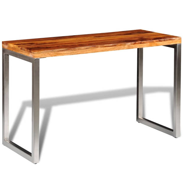 The Living Store Sheesham Eetkamertafel - 115 x 55 x 76 cm - bruin hout - stalen poten